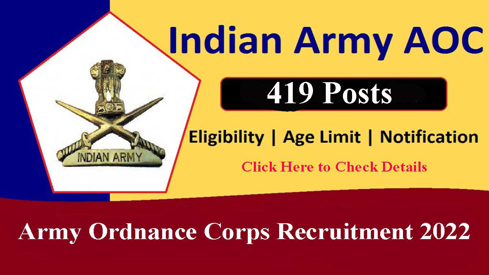 419 Posts | Army Ordnance Corps Recruitment 2022, Apply Online