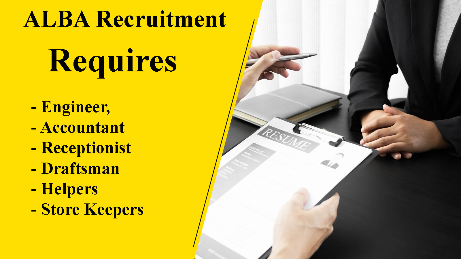 ALBA Job Recruitment: Requires Engineer, Accountant, Receptionist, Draftsman and other posts