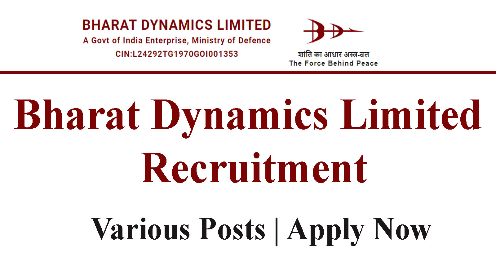 Bharat Dynamics Limited Recruitment, Check Eligibility and Apply Online