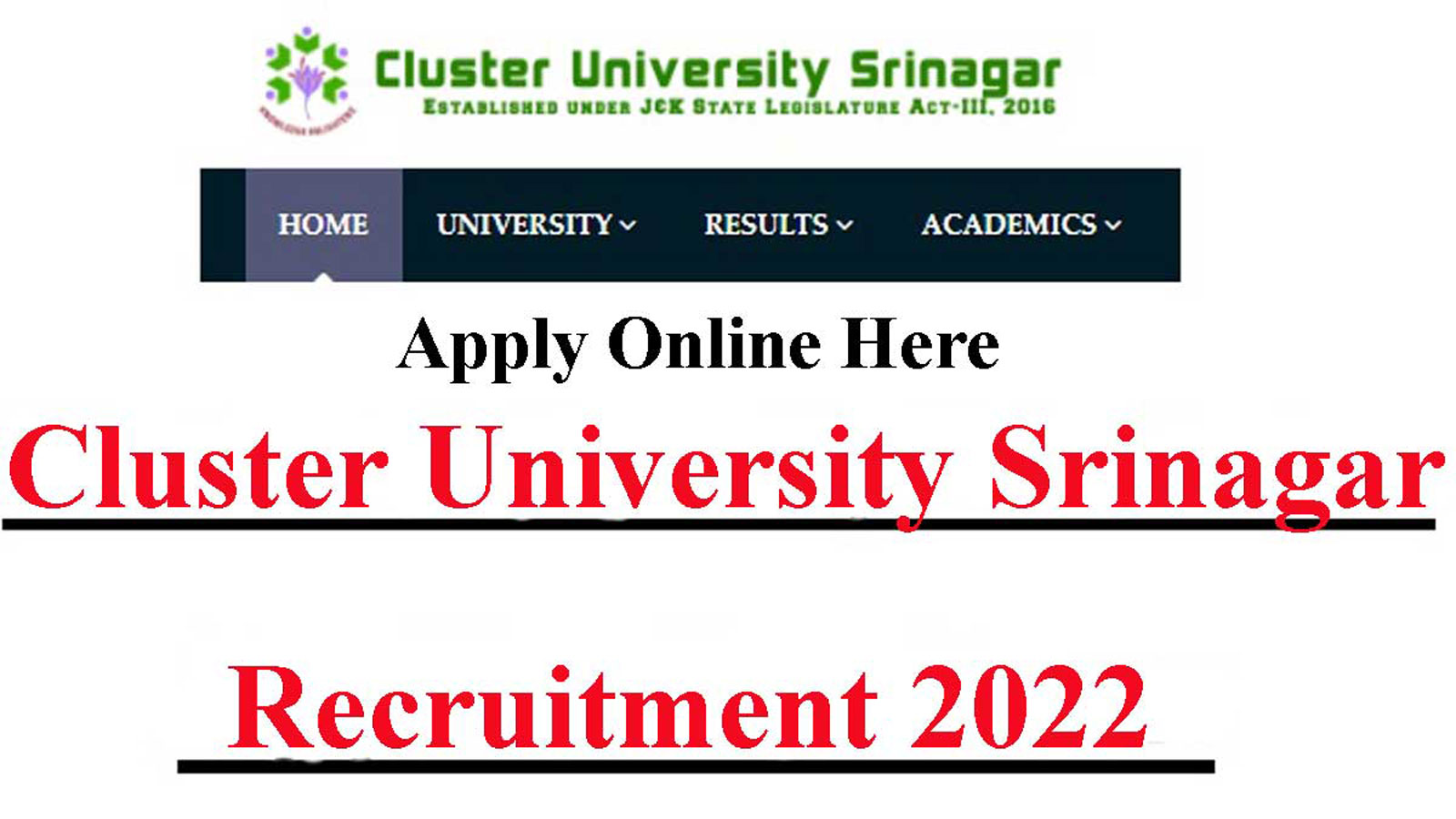 Cluster University Srinagar Recruitment | requires Faculty on Academic Arrangement