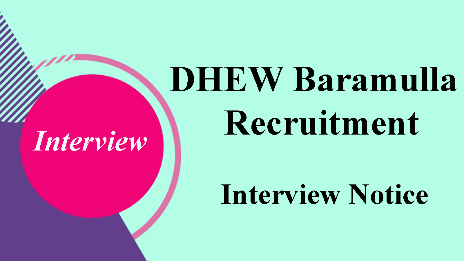 DHEW Baramulla Recruitment, Interview on Nov 19