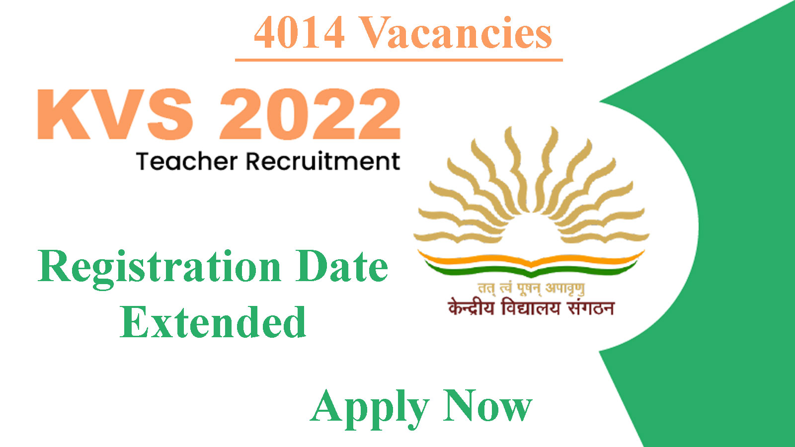 4014 posts | KVS Teacher Recruitment 2022, last date extended
