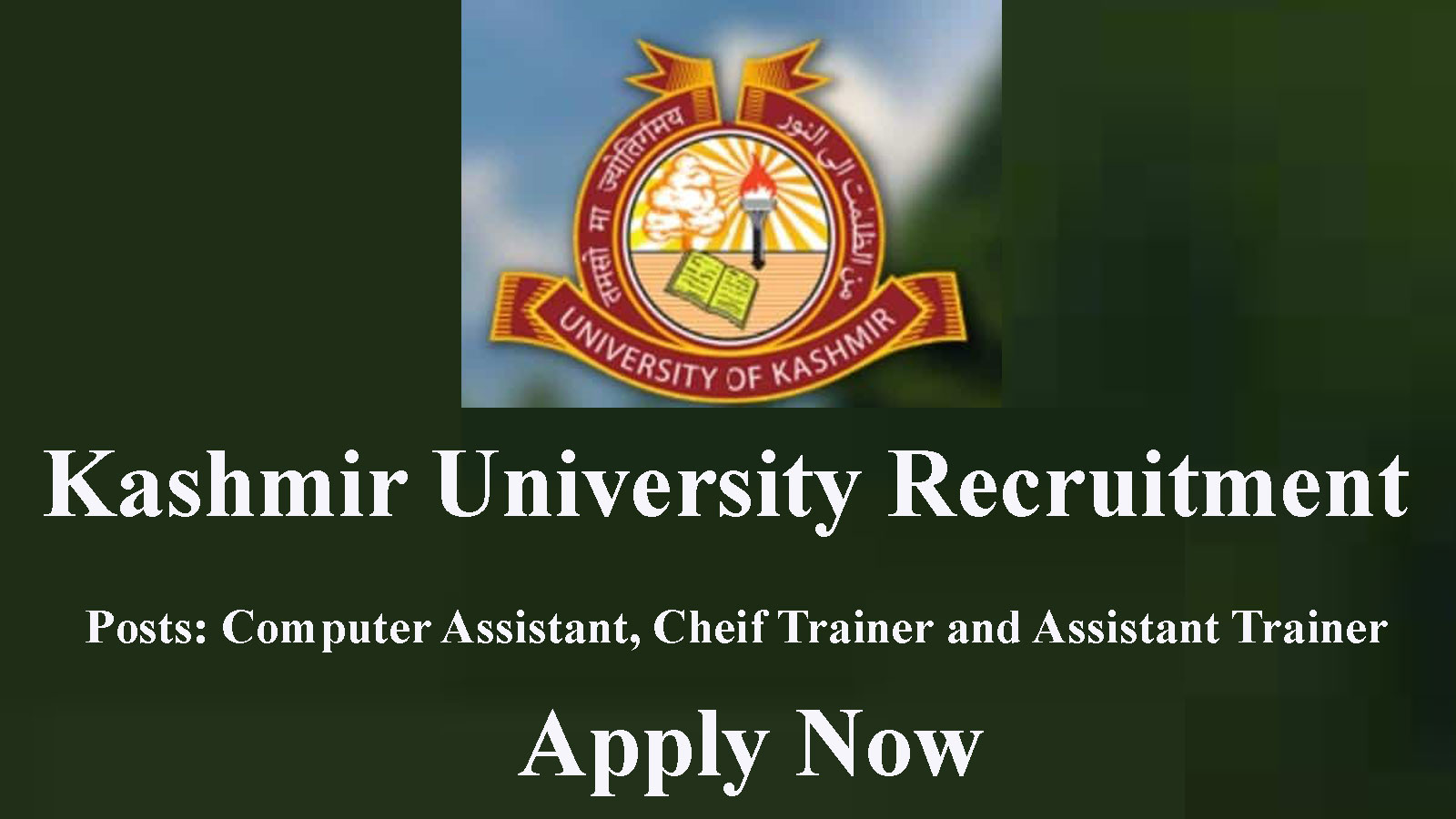 Kashmir University Recruitment, Apply Online, Various Posts | Salary: 30K to 65K