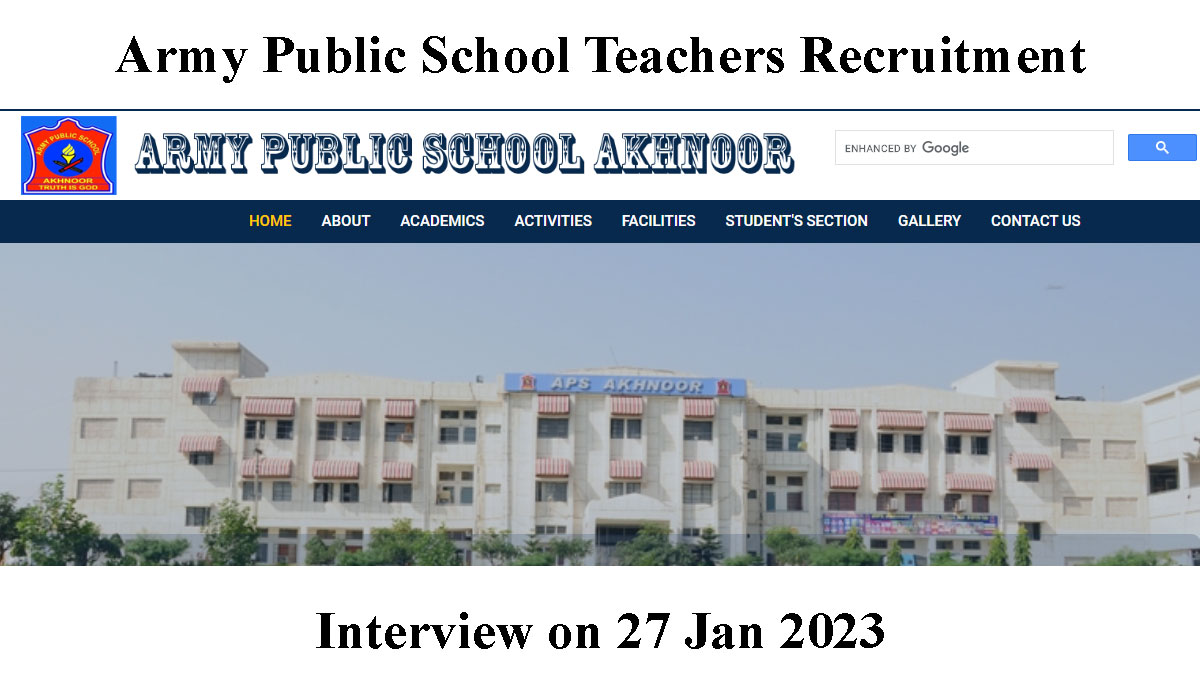 Army Public School Teachers Recruitment