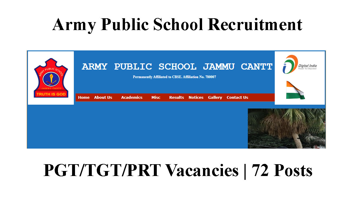Army Public School Recruitment Notification