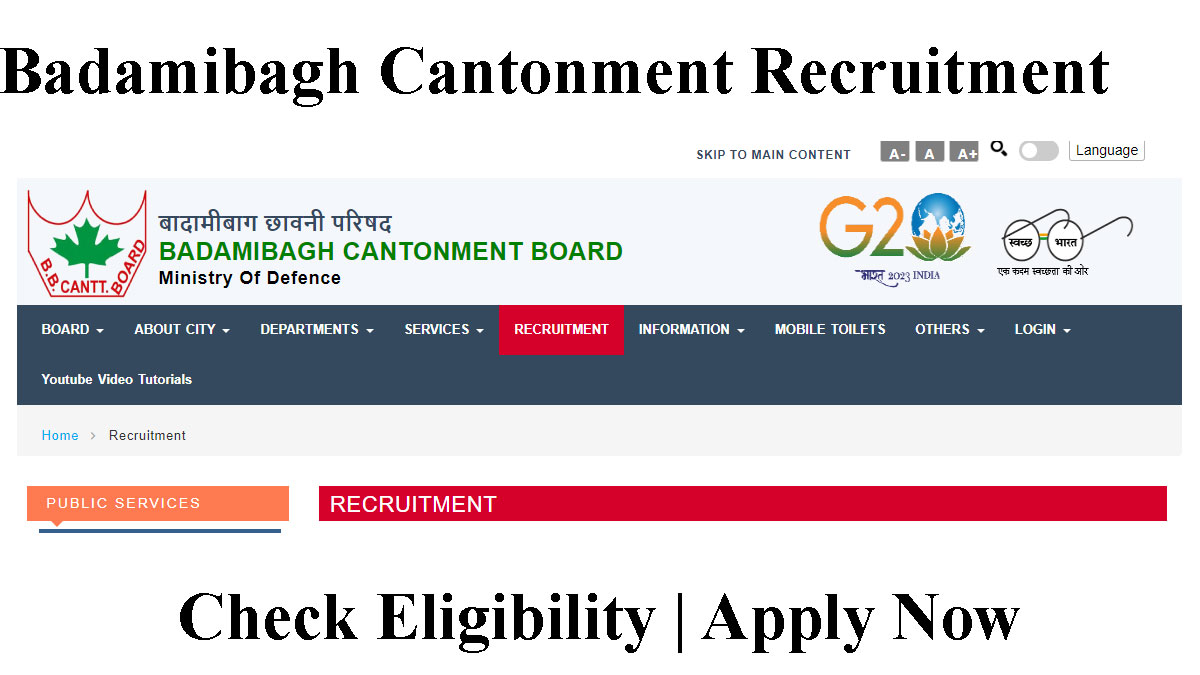 Clerk Recruitment in BB Cantt Srinagar