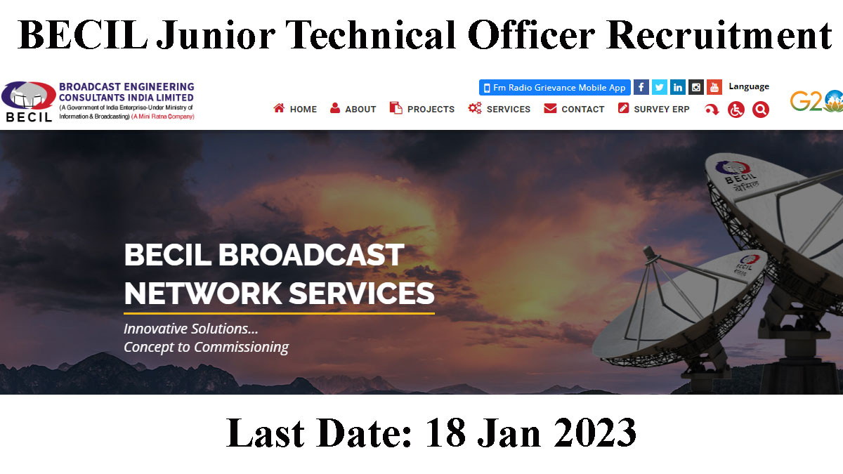 BECIL Junior Technical Officer Recruitment