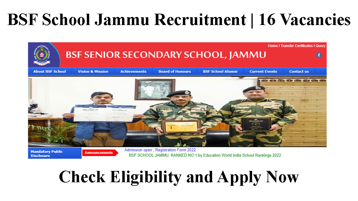 BSF School Jammu Recruitment