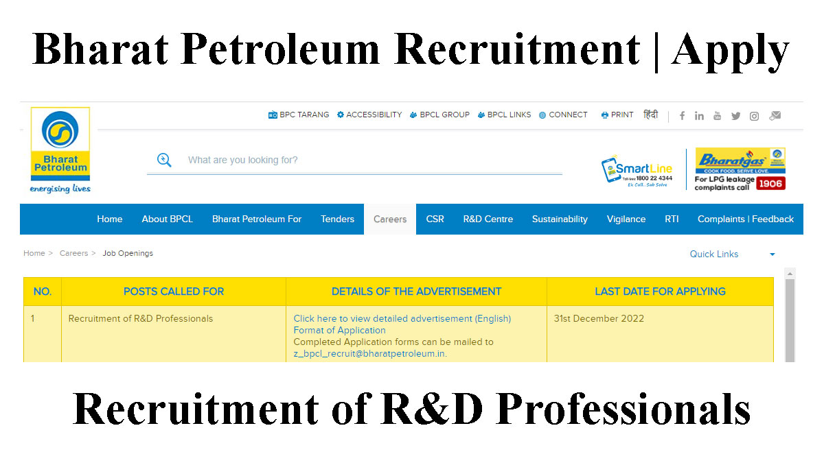 Bharat Petroleum Recruitment Notification, Check eligibility and Apply