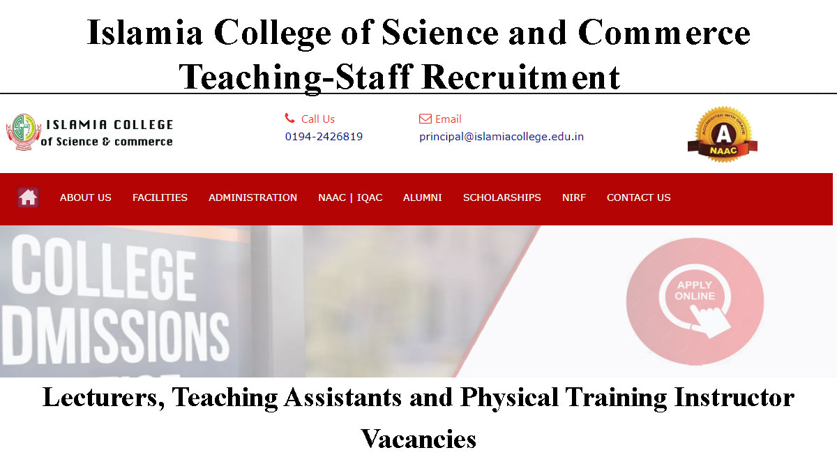 Islamia College of Science and Commerce Teaching-Staff Recruitment