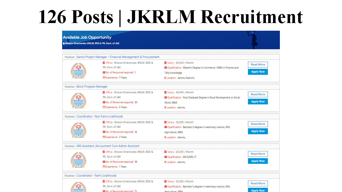 JKRLM Recruitment Notification