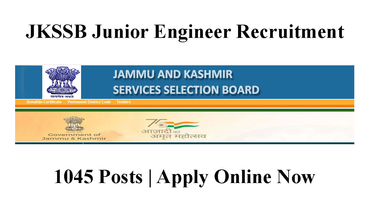JKSSB Junior Engineer Recruitment for 1045 Posts, Last Date approaching