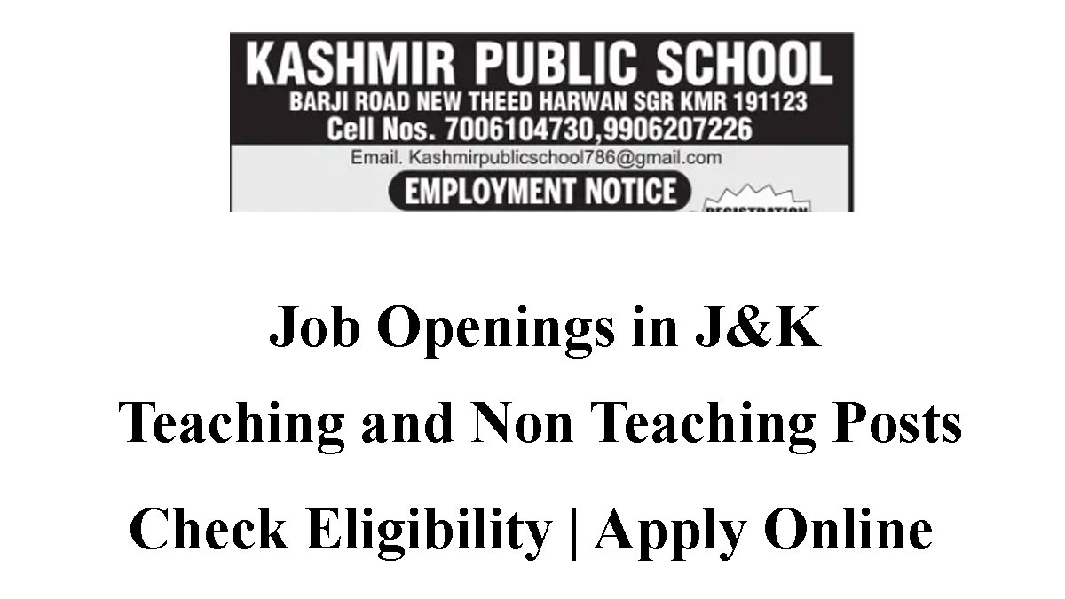 Kashmir Public School Jobs Recruitment