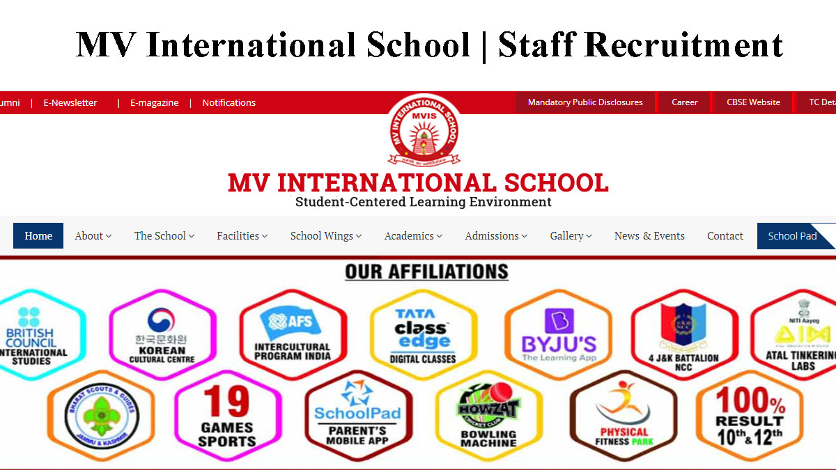 MV International School Jammu Recruitment