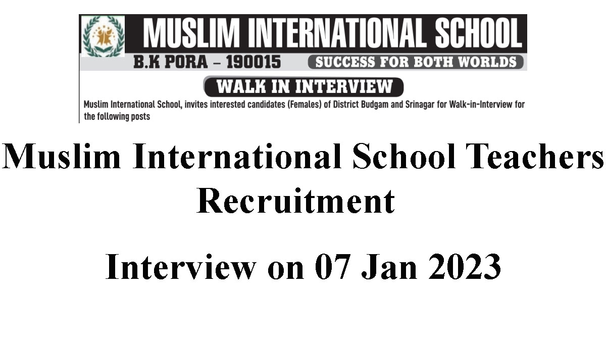 Muslim International School Teachers Recruitment