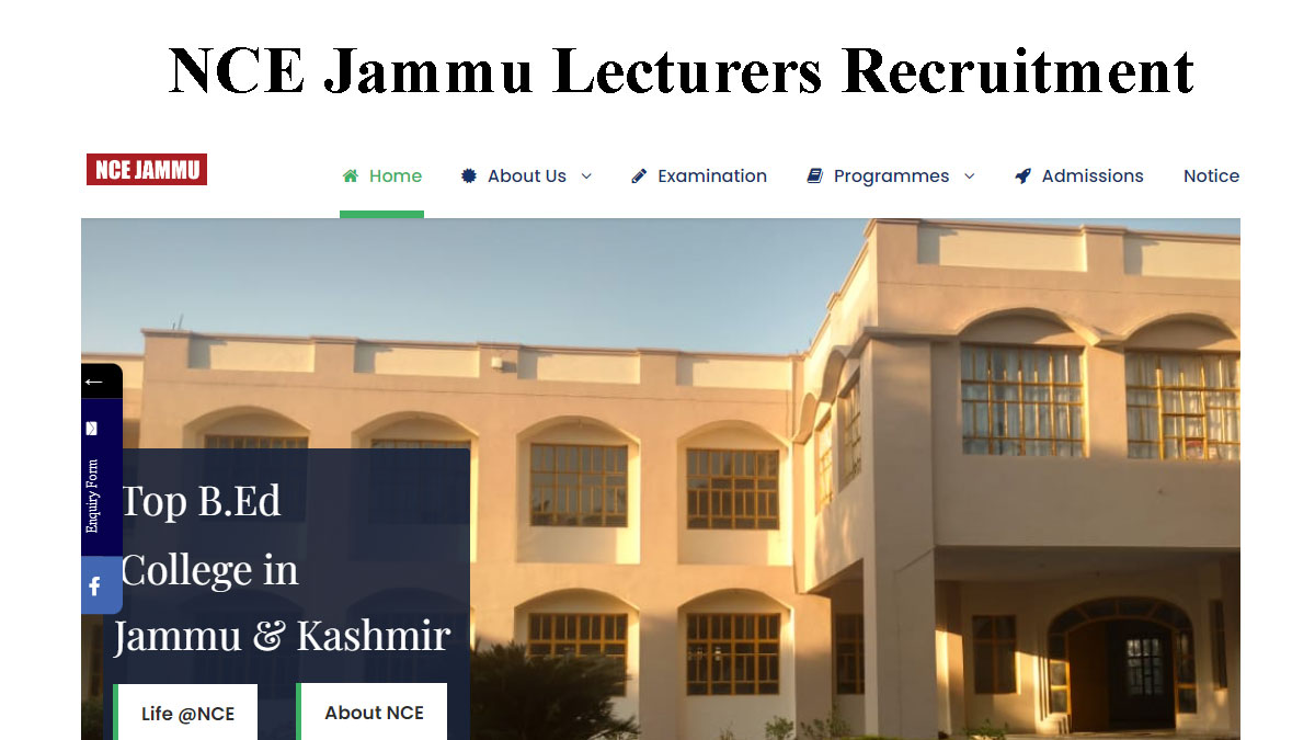 NCE Jammu Lecturers Recruitment