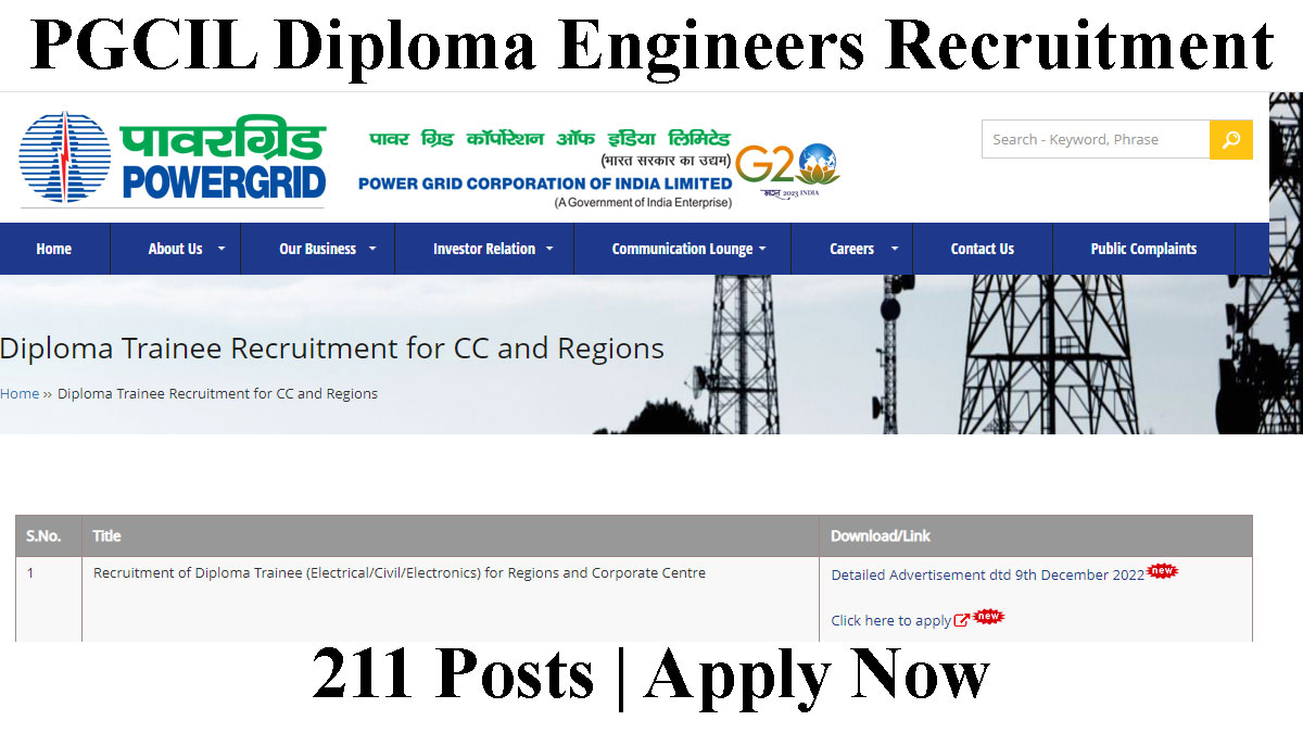 PGCIL Diploma Engineers Recruitment