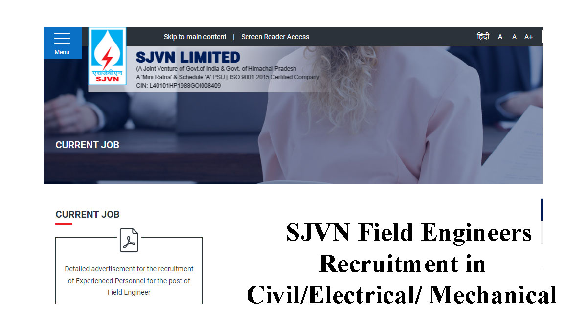 SJVN Field Engineers Recruitment