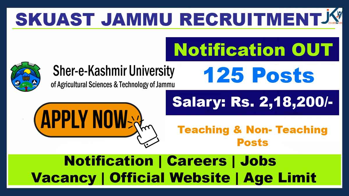 125 Posts | SKUAST Jammu Recruitment 2023