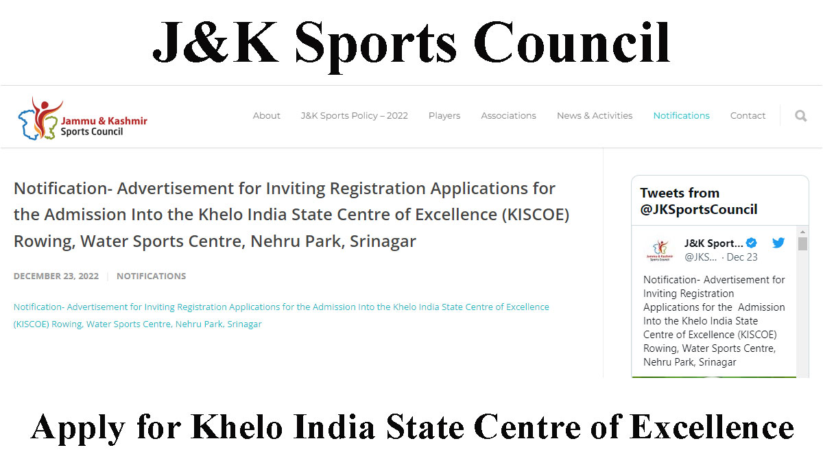 JK Sports Council invites Registration Applications for KISCOE