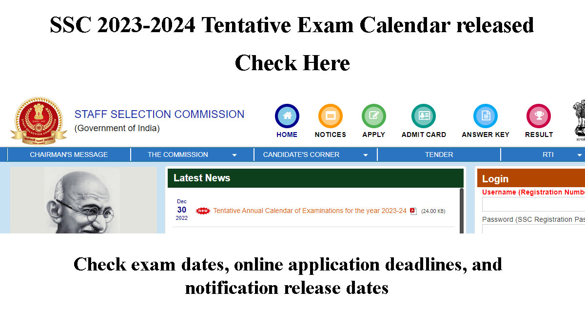 SSC 2023-2024 Tentative Exam Calendar