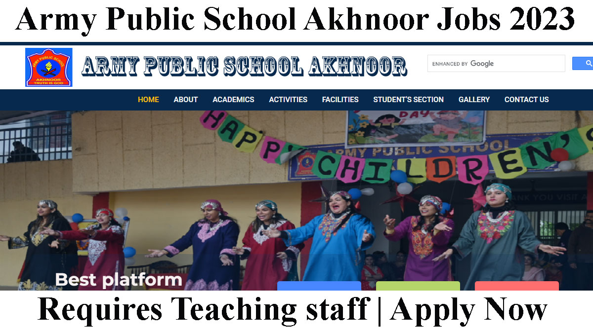 Army Public School Akhnoor Jobs 2023