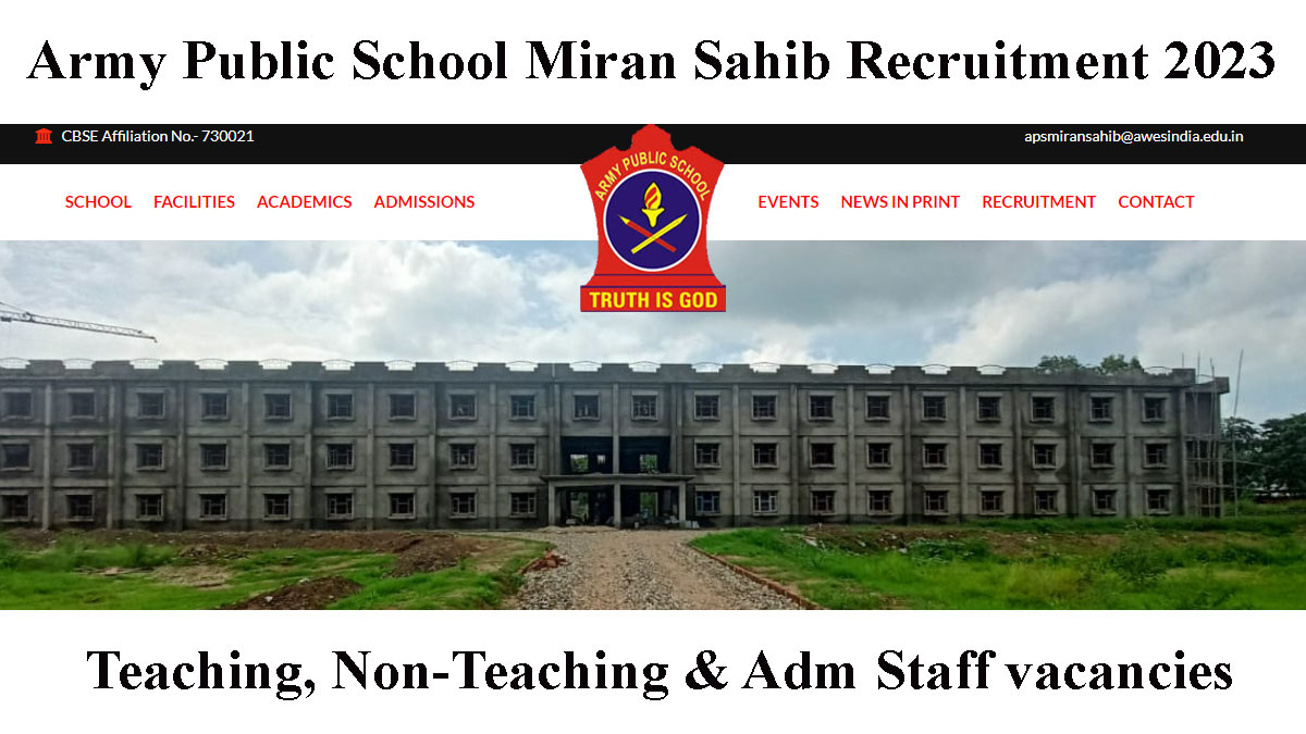 Army Public School Miran Sahib Jobs 2023