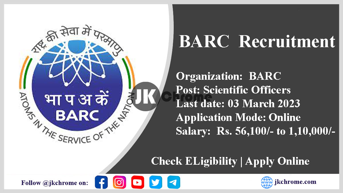 BARC Scientific Officers Recruitment