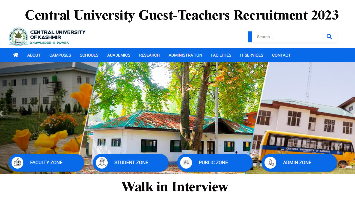 Central University Kashmir Guest-Teachers Recruitment 2023