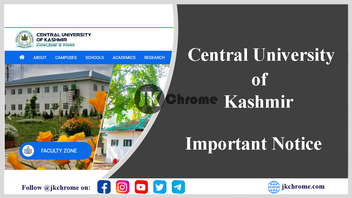 Important Notice- Central University of Kashmir Postpones Interviews