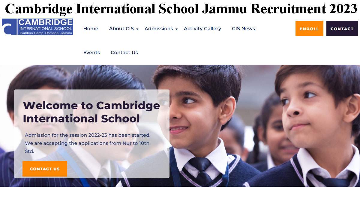 Cambridge International School Jammu Recruitment 2023