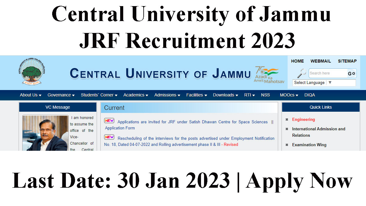 Central University Jammu JRF Recruitment 2023