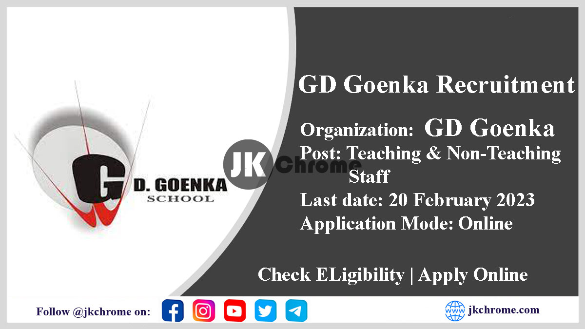 GD Goenka Public School Baramulla Recruitment 2023