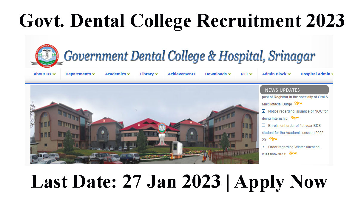 Govt. Dental College Srinagar Recruitment