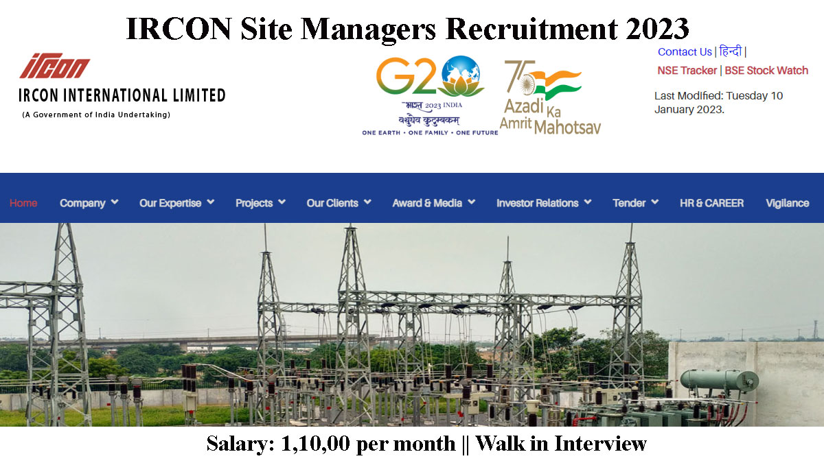 IRCON Site Managers Recruitment 2023