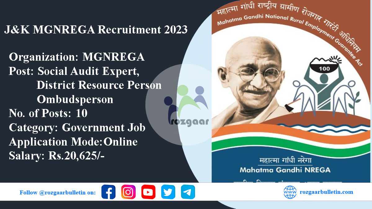 MGNREGA Recruitment 2023 in JK