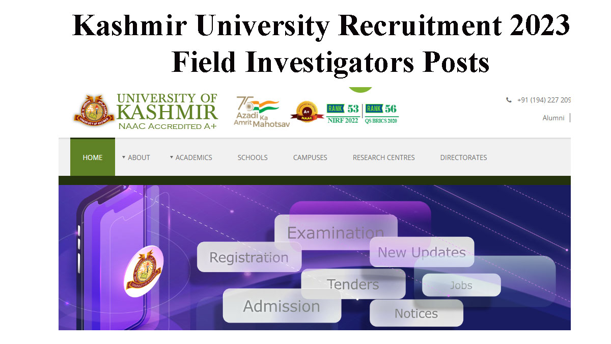 Kashmir University Field Investigators Jobs