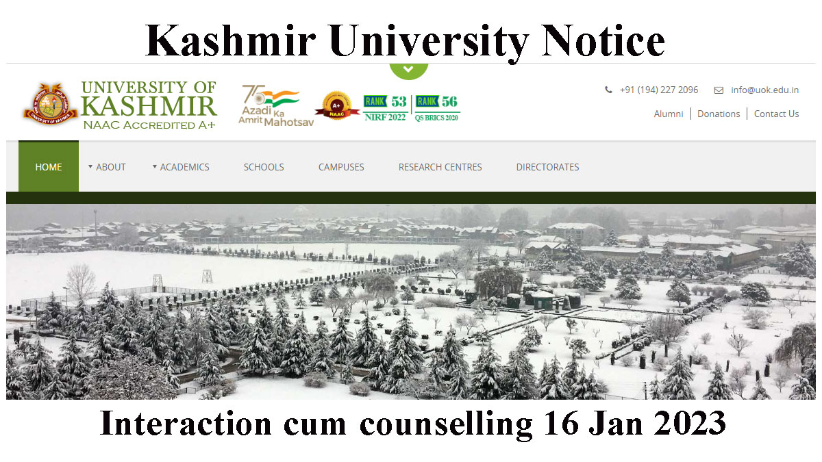 Kashmir University Notice