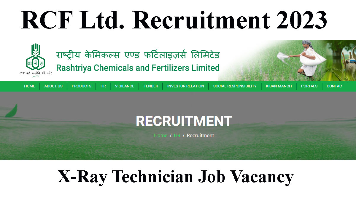 X-Ray Technician Recruitment in RCF Ltd