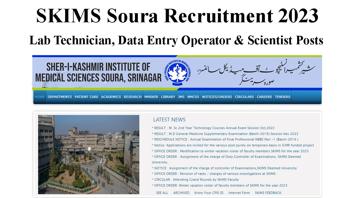 SKIMS Soura Recruitment 2023