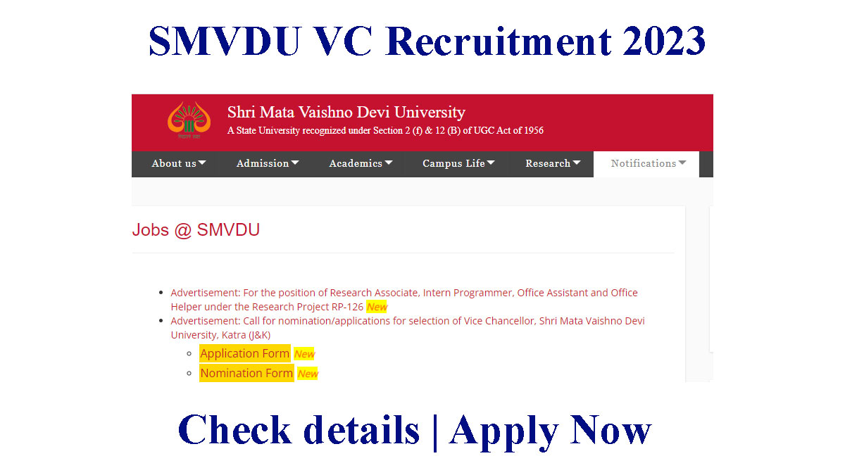 SMVDU VC Recruitment