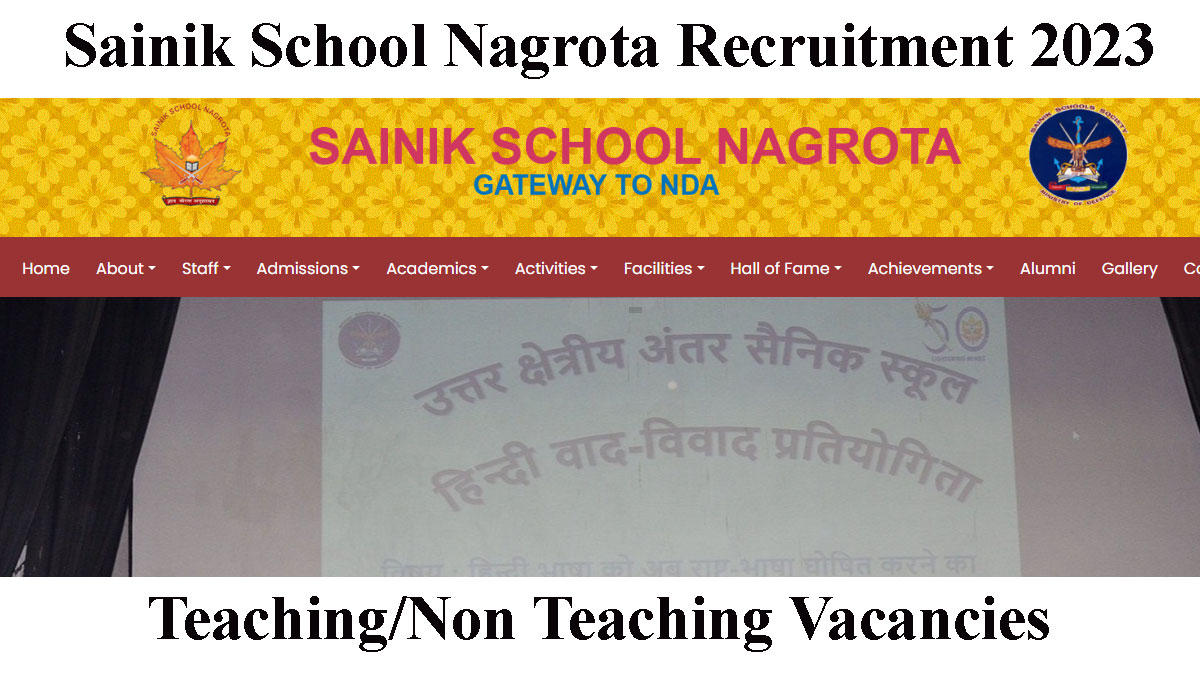 Sainik School Nagrota Recruitment 2023