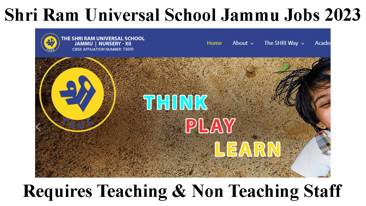 Shri Ram Universal School Jammu Jobs 2023