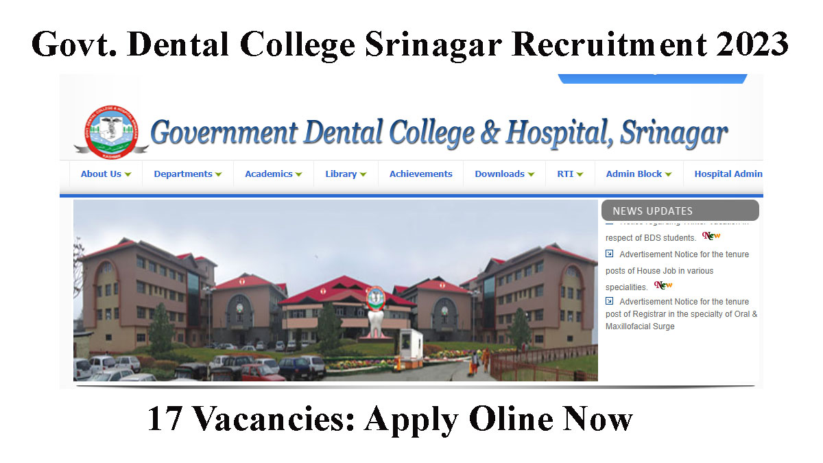 Govt. Dental College Srinagar Recruitment 2023