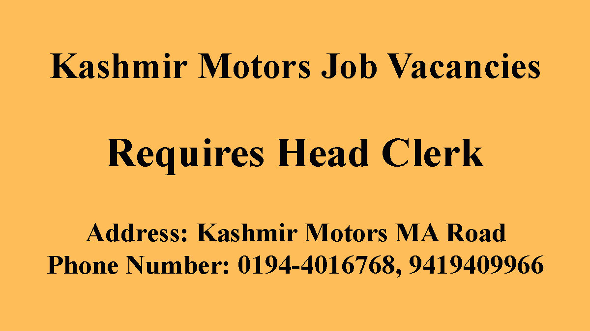 Kashmir Motors Job Vacancies