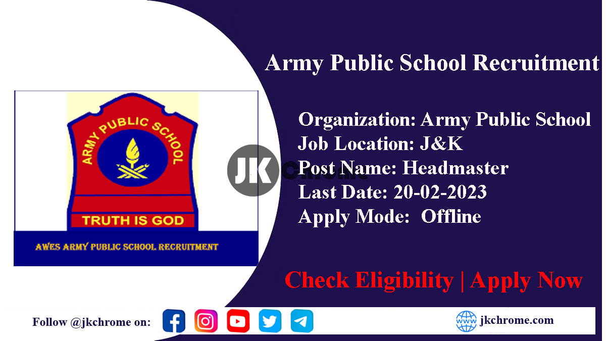 Army Public School Akhnoor Jobs Recruitment 2023
