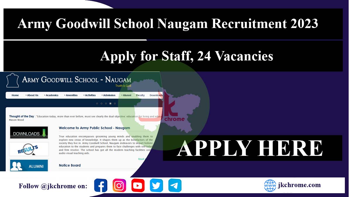 Army Goodwill School Naugam Recruitment 2023
