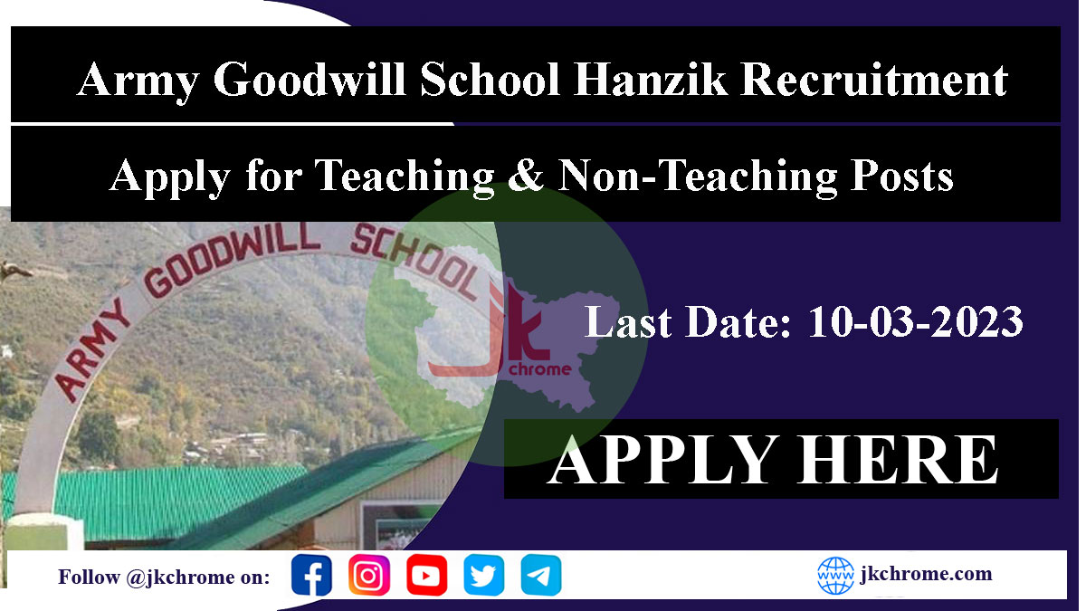 Army Goodwill School Hanzik Recruitment 2023