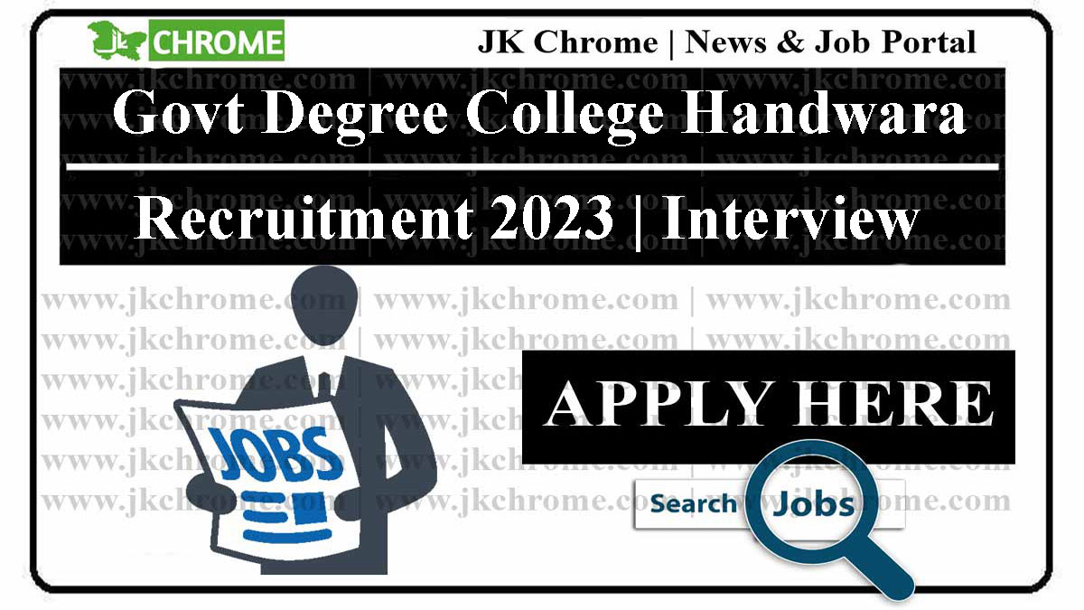 Govt Degree College Handwara JRF Recruitment 2023