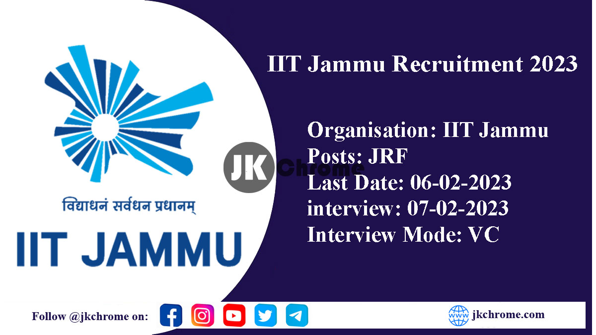 JRF Recruitment 2023 in IIT Jammu